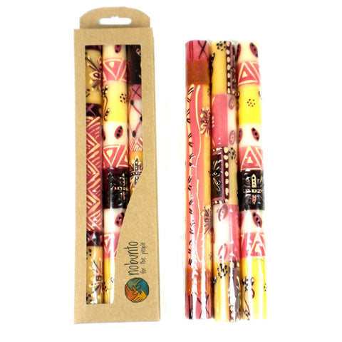 Tall Hand Painted Candles - Three in Box - Halisi Design - Nobunto
