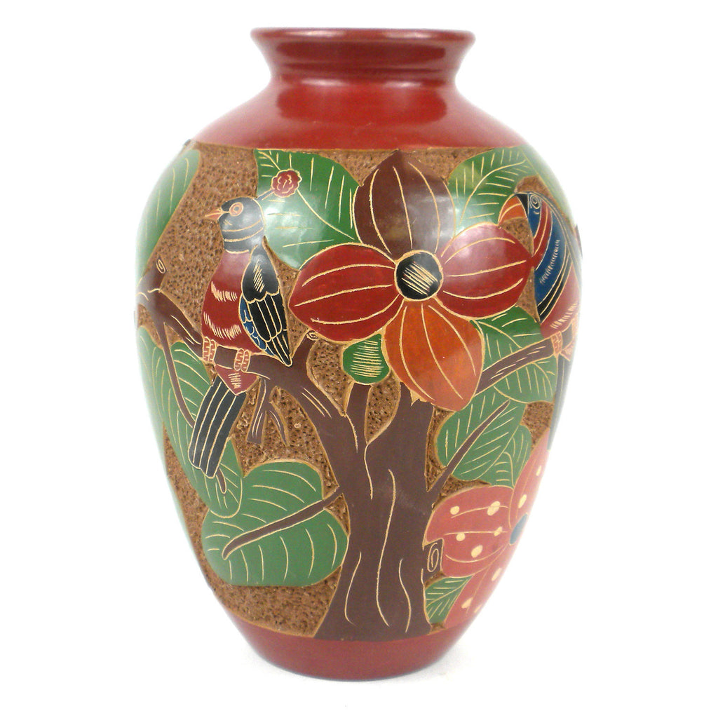 7 inch Tall Relief Vase - Tree of Life - Esperanza en Accion