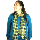 Olive Polka Dots Cotton Scarf - Asha Handicrafts