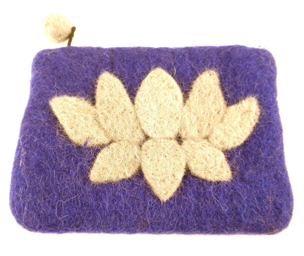 Lotus Flower Felt Coin Purse - Purple - Global Groove (P)