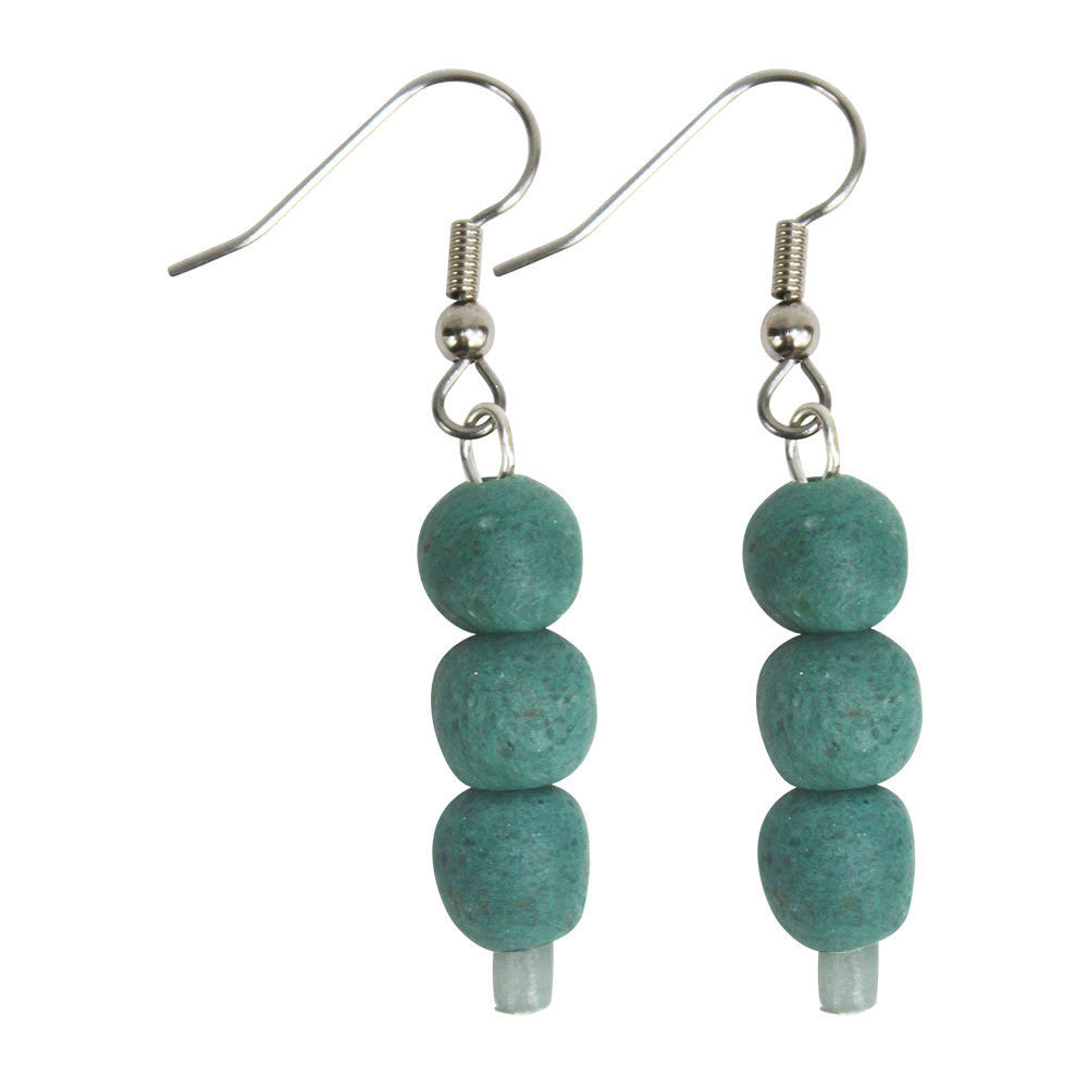 Recycled Teal Glass Earrings - Global Mamas