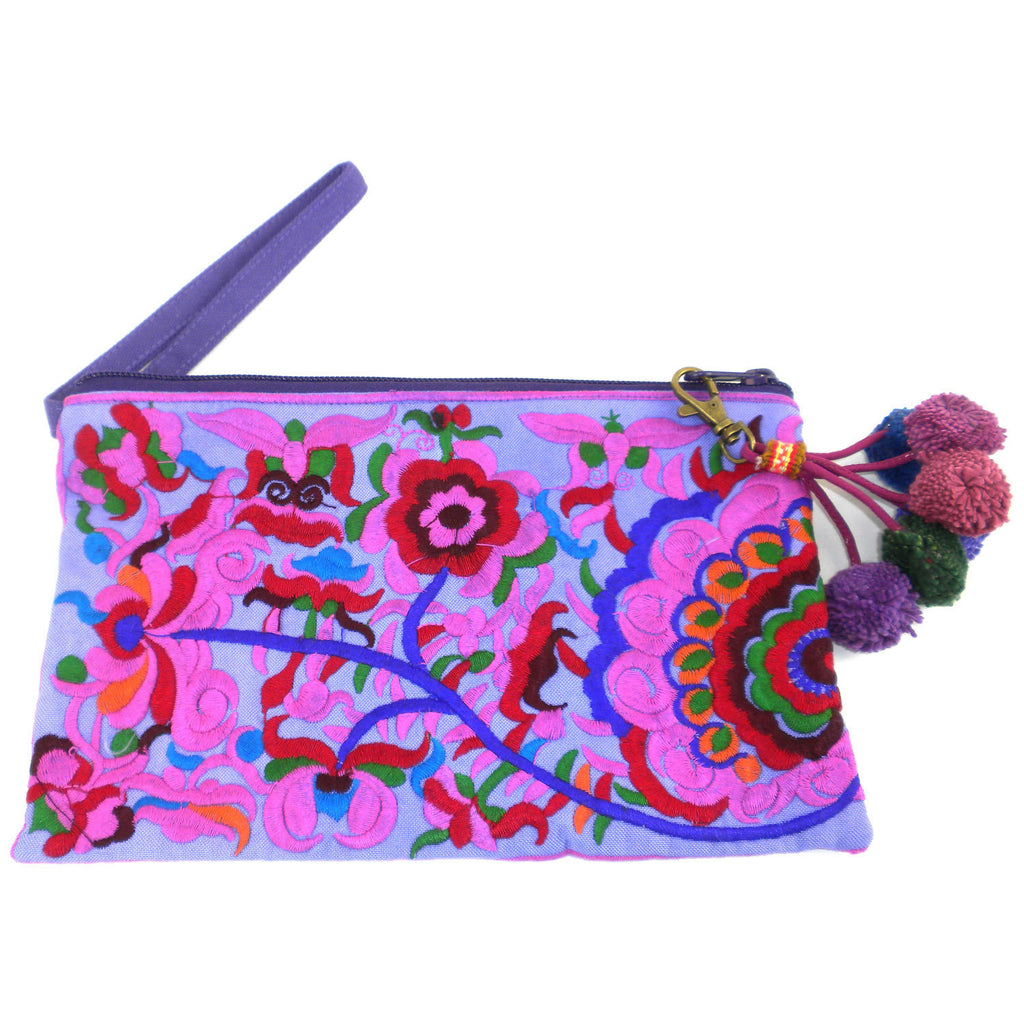 Double Sided Grab n' Go Pom Pom Clutch - Purple - Global Groove (P)