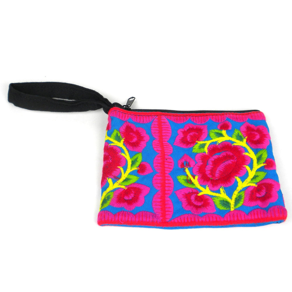 Hmong Embroidered Coin Purse - Blue - Global Groove (P)