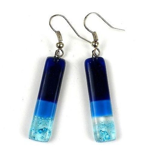 Blue Moon Rising Fused Glass Earrings - Tili Glass