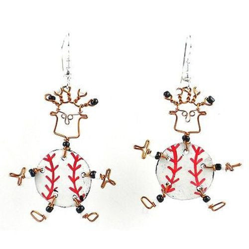 Dancing Girl Baseball Fanatic Earrings - Creative Alternatives
