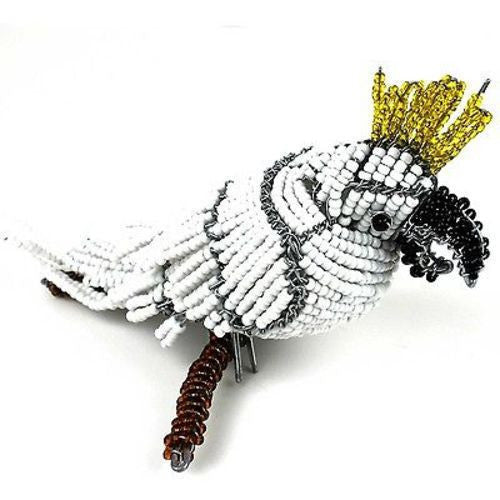 Handmade Beaded Cockatoo on Branch - South Africa