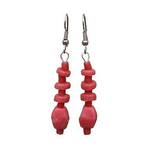 Pink Poppy Glass Pebbles Earrings - Global Mamas