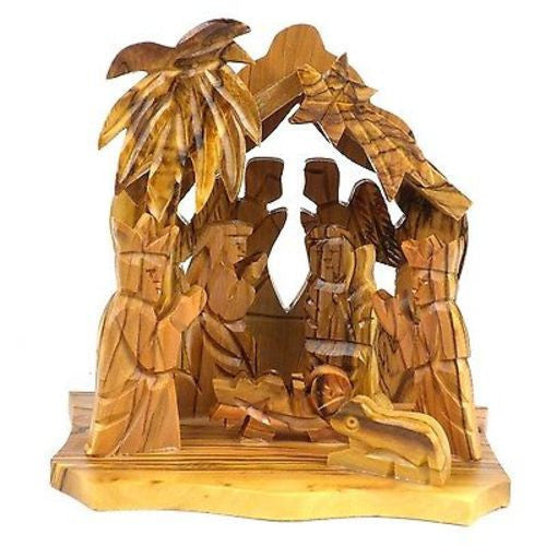 Two Angels Olive Wood Nativity - Bethlehem
