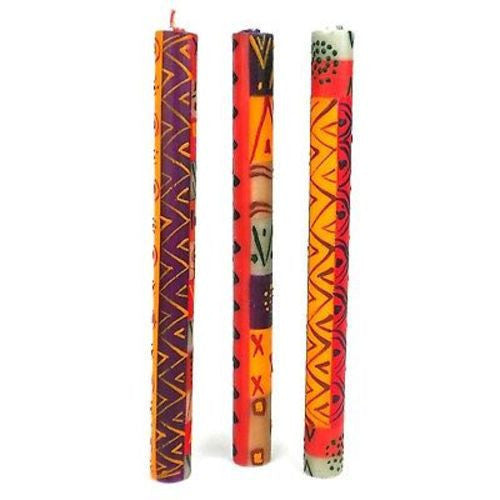 Set of Three Boxed Tall Hand-Painted Candles - Indaeuko Design - Nobunto