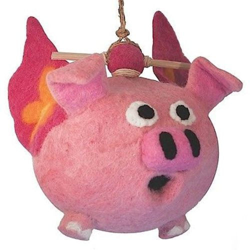Felt Birdhouse Flying Pig - Wild Woolies
