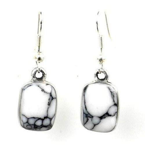 Howlite Rectangle Drop Earrings - Artisana