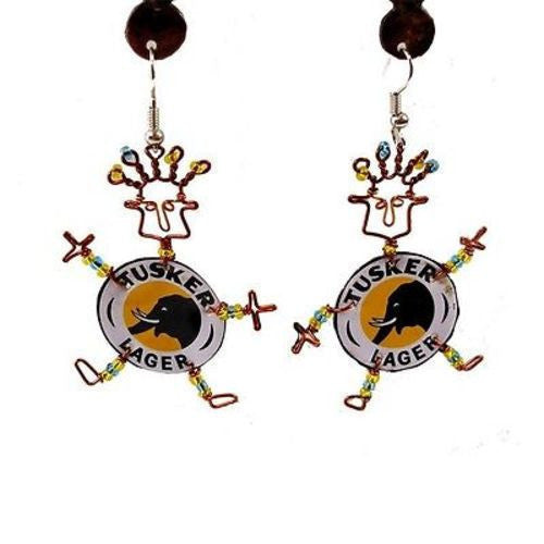 Recycled Tusker Bottle Cap Dancing Girl Earrings - Creative Alternatives