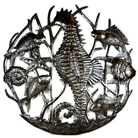 Seahorse and Fish Metal Art - Croix des Bouquets