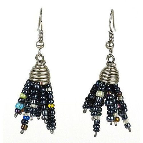 Black Maasai Beaded Spike Earrings - Zakali Creations