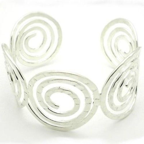 Silver Overlay Hammered Cuff - Spirals - Artisana