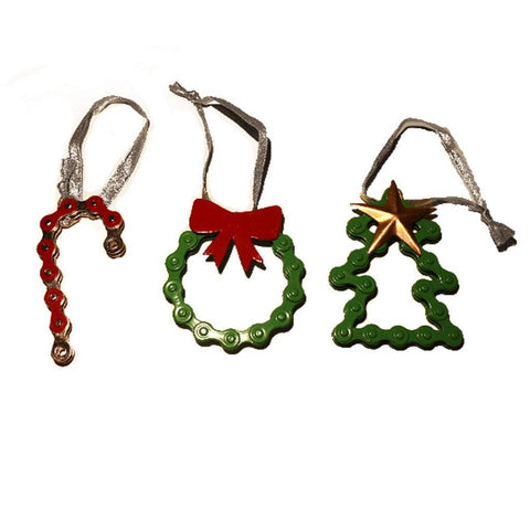 Colorful Bike Chain Ornament Trio - Mira (D)