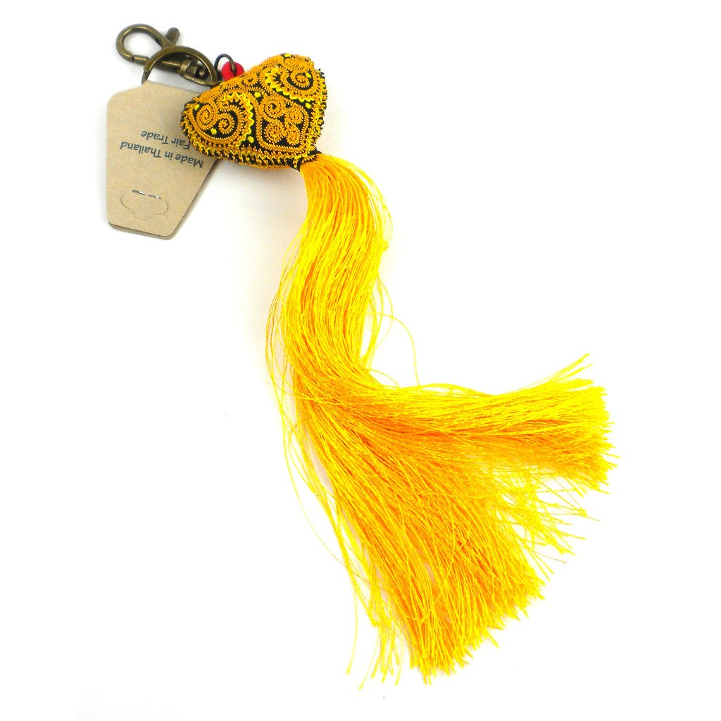 Heart Tassel key chain - Yellow - Global Groove (A)