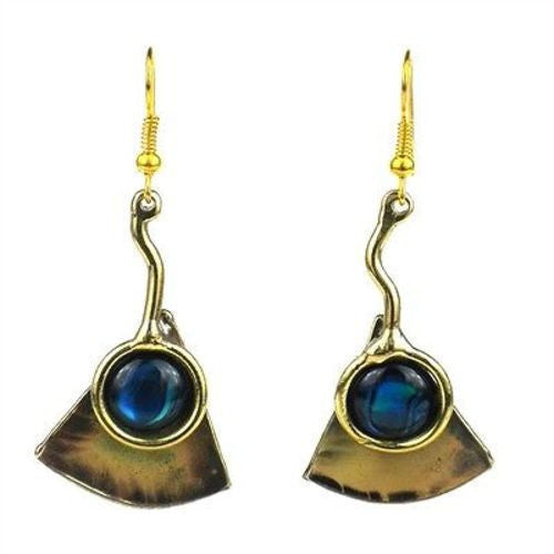 Paua Ocean Earrings - Brass Images (E)