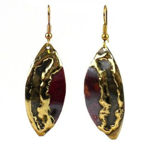 Copper and Brass Ellipse Earrings - Brass Images (E)