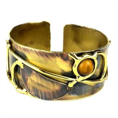 Symphony Tiger Eye Brass Cuff - Brass Images (C)