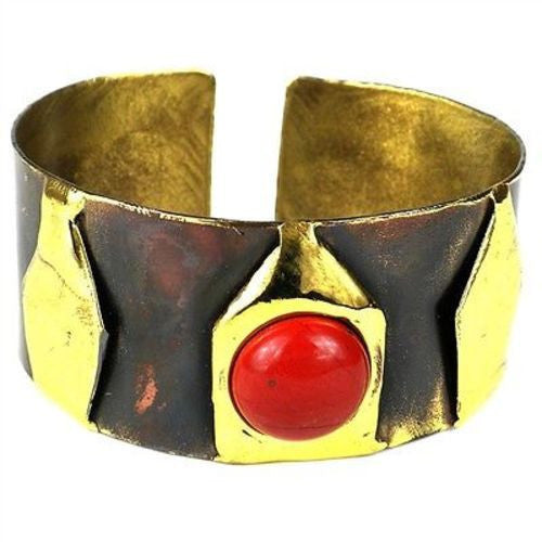 Red Jasper Brass Cuff - Brass Images (C)