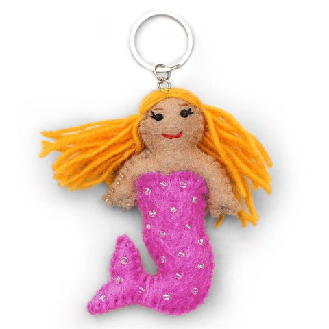 Pink Felt Mermaid Key Chain - Global Groove (A)