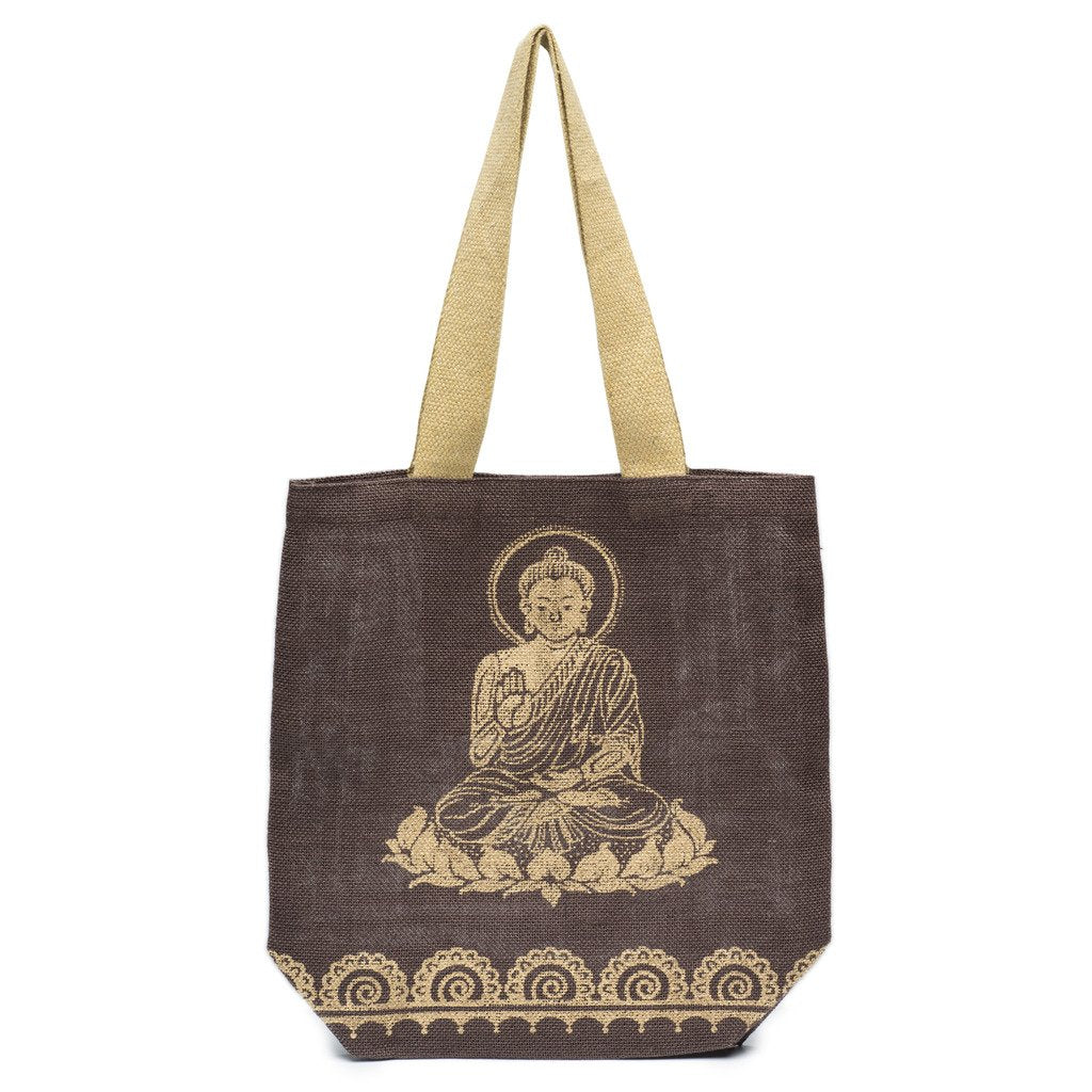 Metallic Buddha Jute Tote - Mocha Brown - Matr Boomie (Bag)