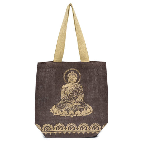 Metallic Buddha Jute Tote - Mocha Brown - Matr Boomie (Bag)