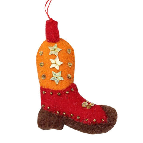 Cowboy Boot Felt Ornament - Global Groove (H)