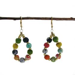 Kantha Beaded Teardrop Earrings - WorldFinds