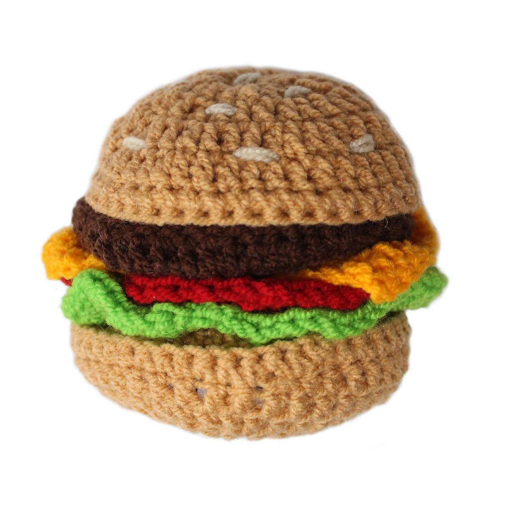 Knit Rattle Hamburger - Silk Road Bazaar