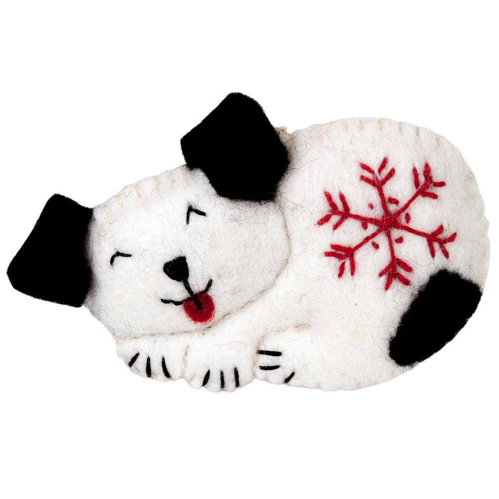 Snowflake Puppy Felt Ornament - Wild Woolies (H)