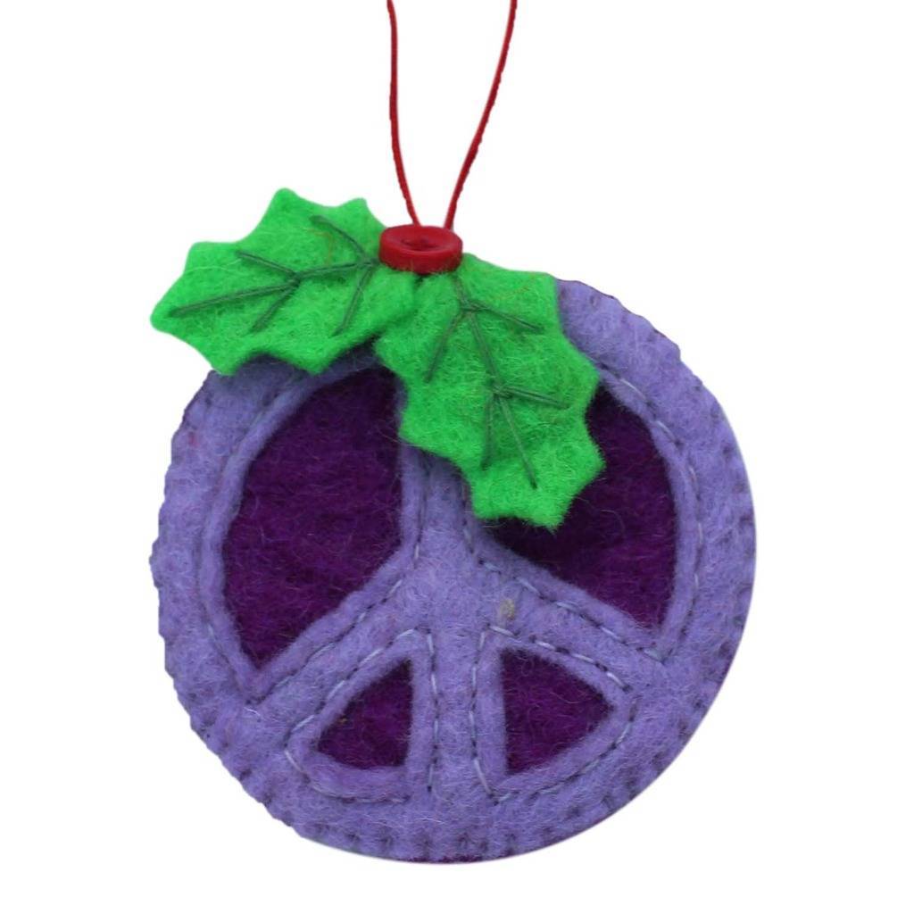 Purple Peace Sign Ornament - Global Groove (H)