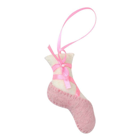 Pink Ballet Slipper Felt Ornament - Global Groove (H)