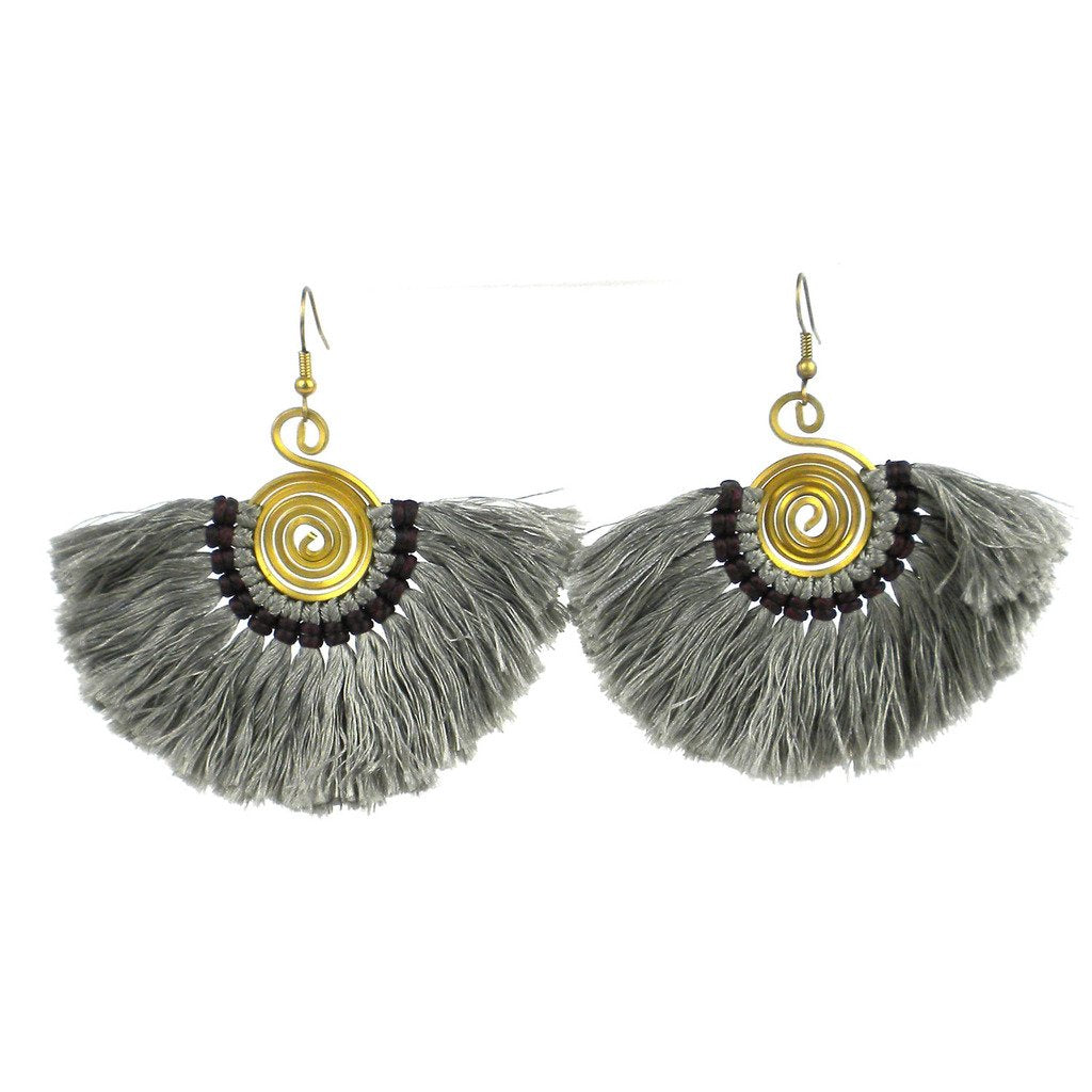 Flamenco Fringe Earrings - Gunmetal - Global Groove (J)