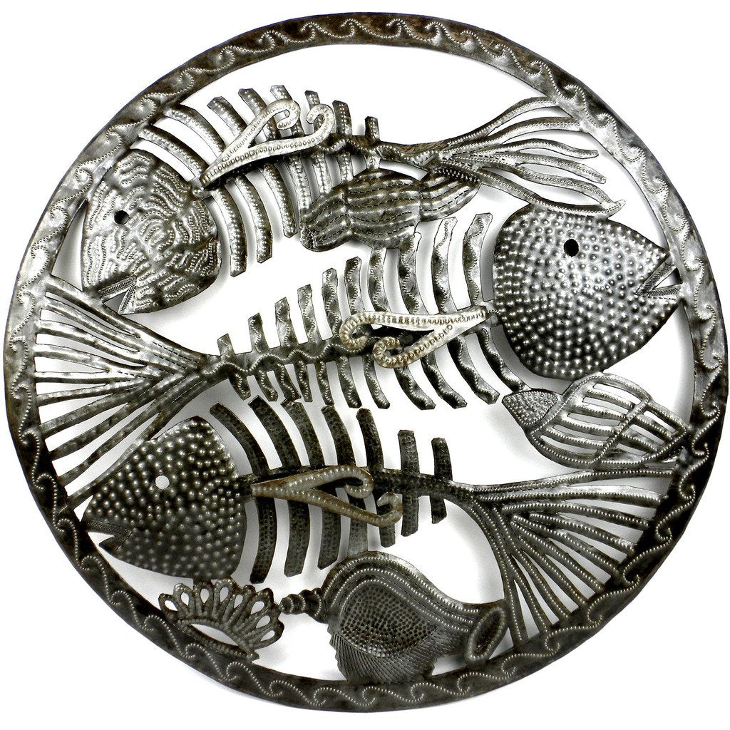 Round Fish Bones Metal Wall Art - Croix des Bouquets