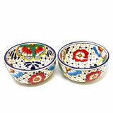 Half Moon Bowls - Dots and Flowers, Set of Two - Encantada