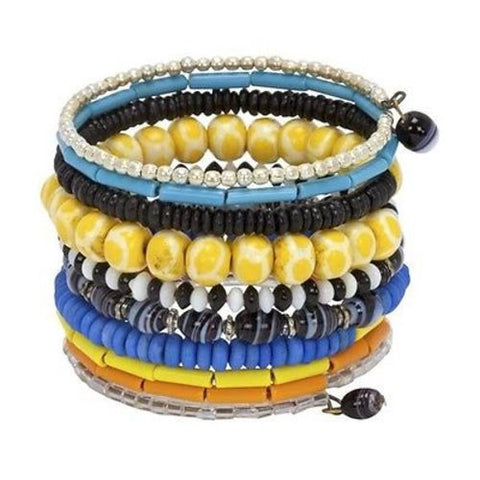 Ten Turn Bead and Bone Bracelet - Multicolored - CFM