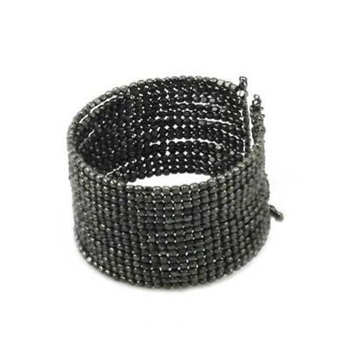 Cubist Beaded Cuff in Gunmetal Gray - WorldFinds