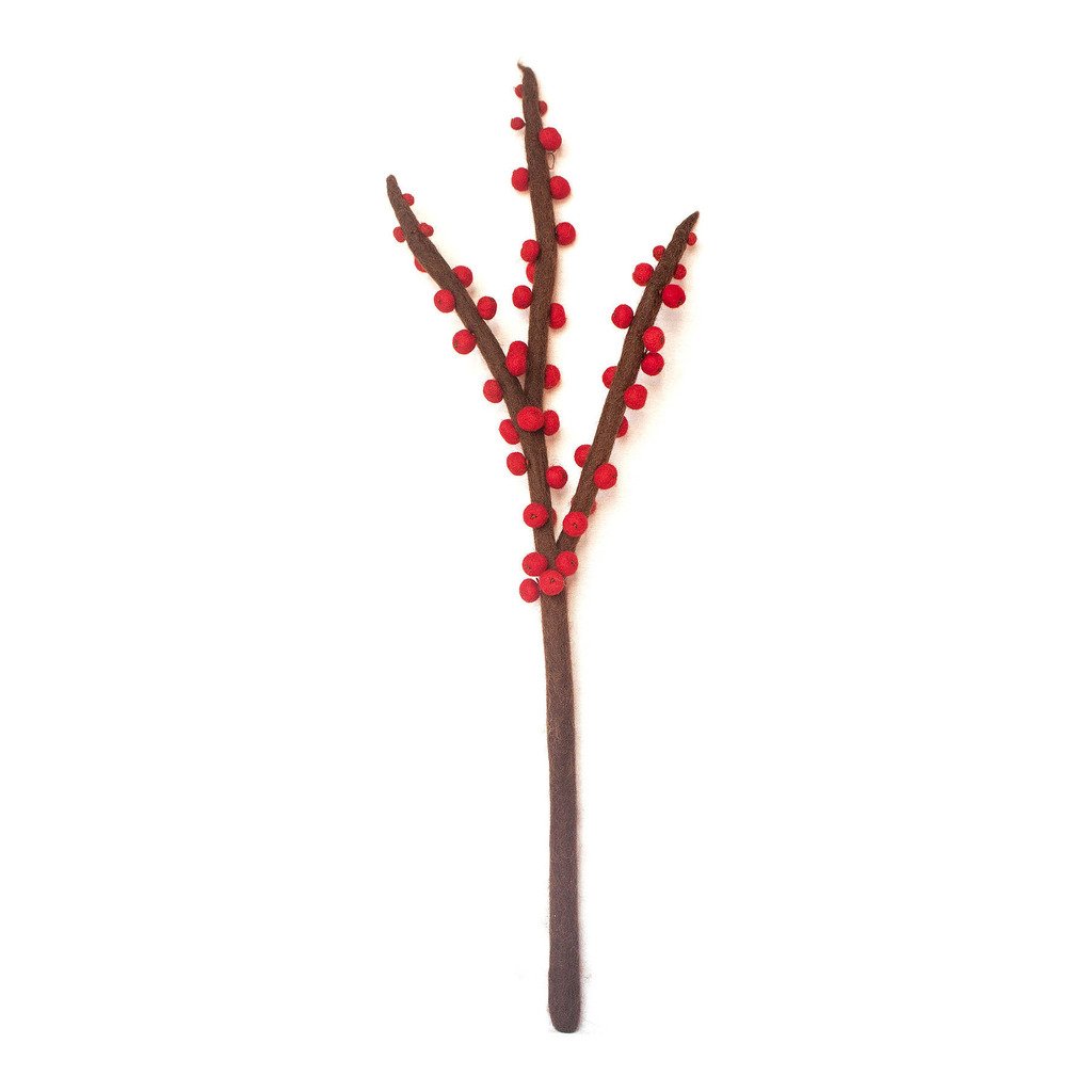 Felt Red Berries Stem - Hamro Village