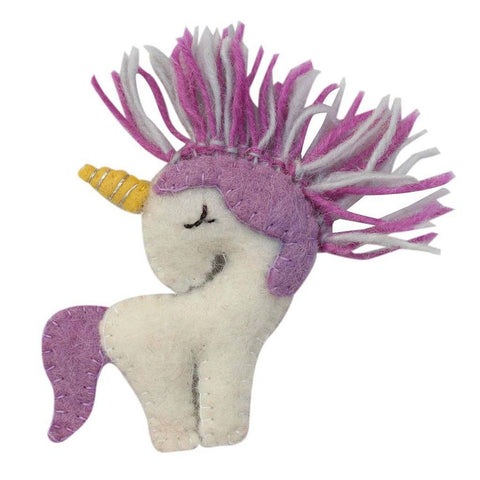 Unicorn Felt Ornament with Purple Colors - Global Groove (H)