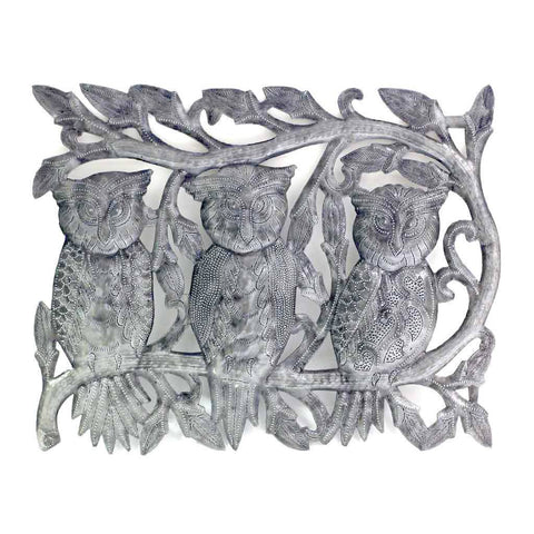 Three Owls Metal Wall Art (11" x 14") - Croix des Bouquets