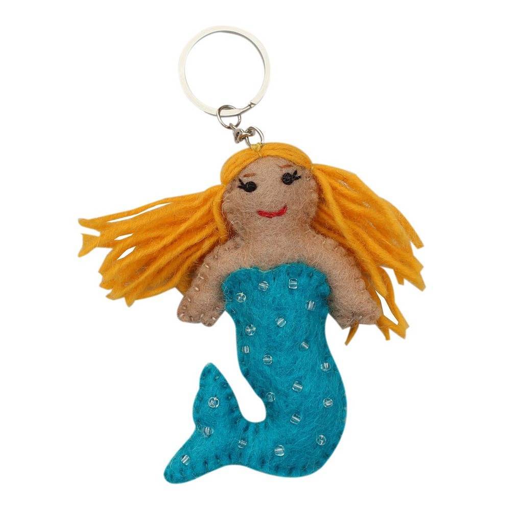 Blue Felt Mermaid Key Chain - Global Groove (A)