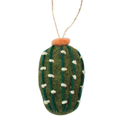 Short Cactus Felt Ornament (Olive Color) - Global Groove (H)