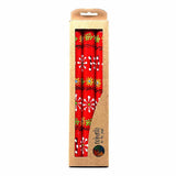 Hand Painted Candles in Red Masika Design (three tapers) - Nobunto